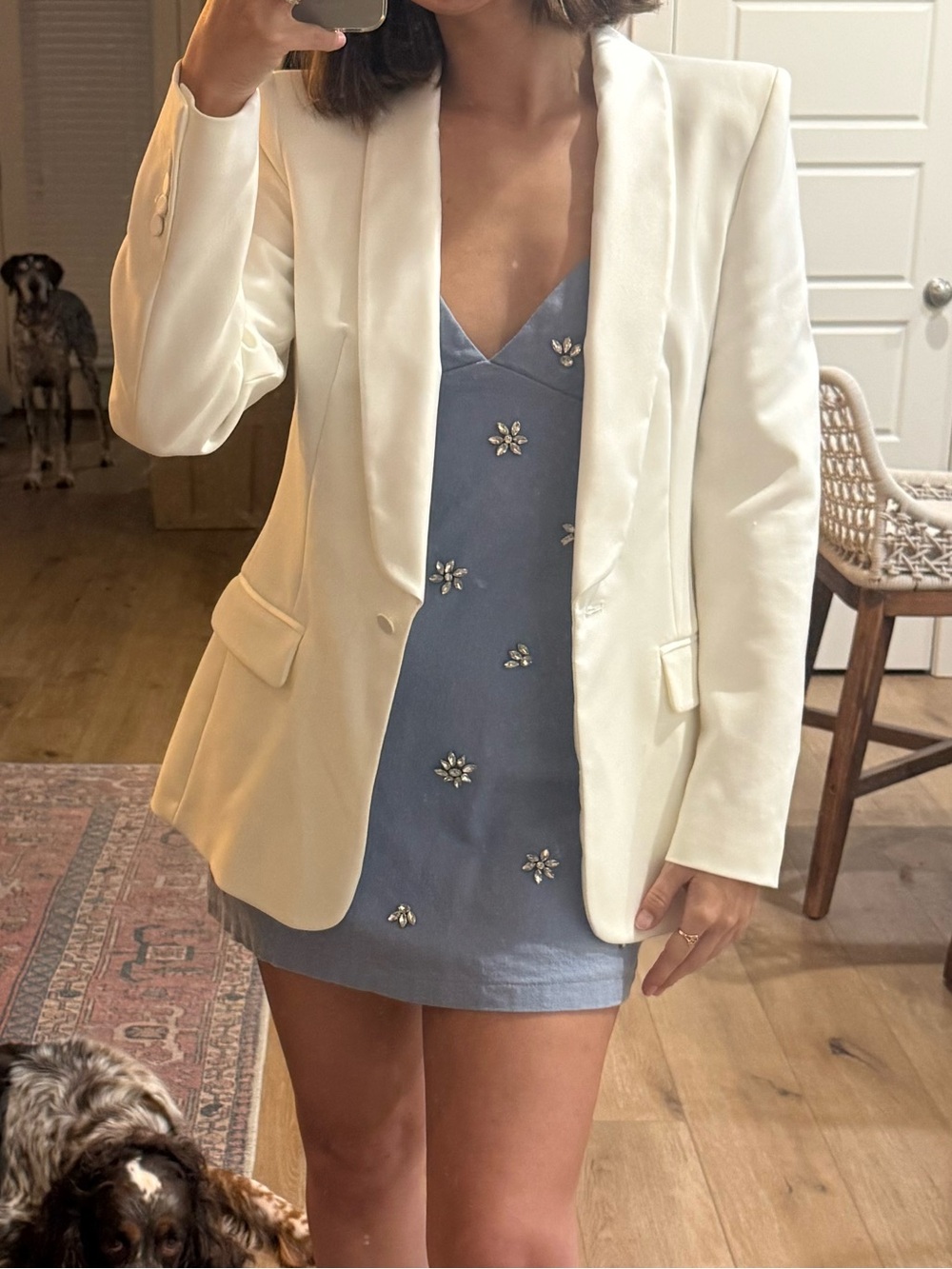 En Saison Pale Blue Strap Dress with Knit Texture - Picture 4 of 4